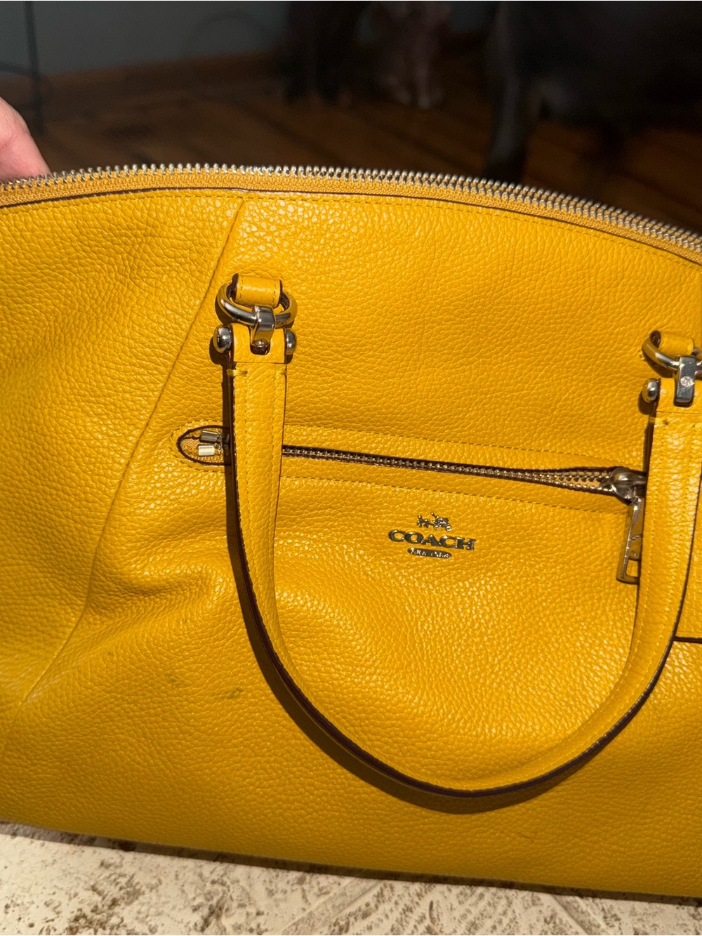 Coach Yellow Pebbled Leather Shoulder Bag